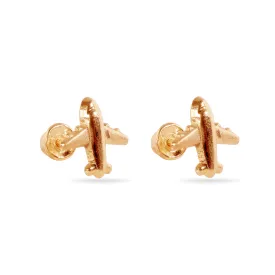 14E00442. - 14 Karat Airplane Screw Back Earrings