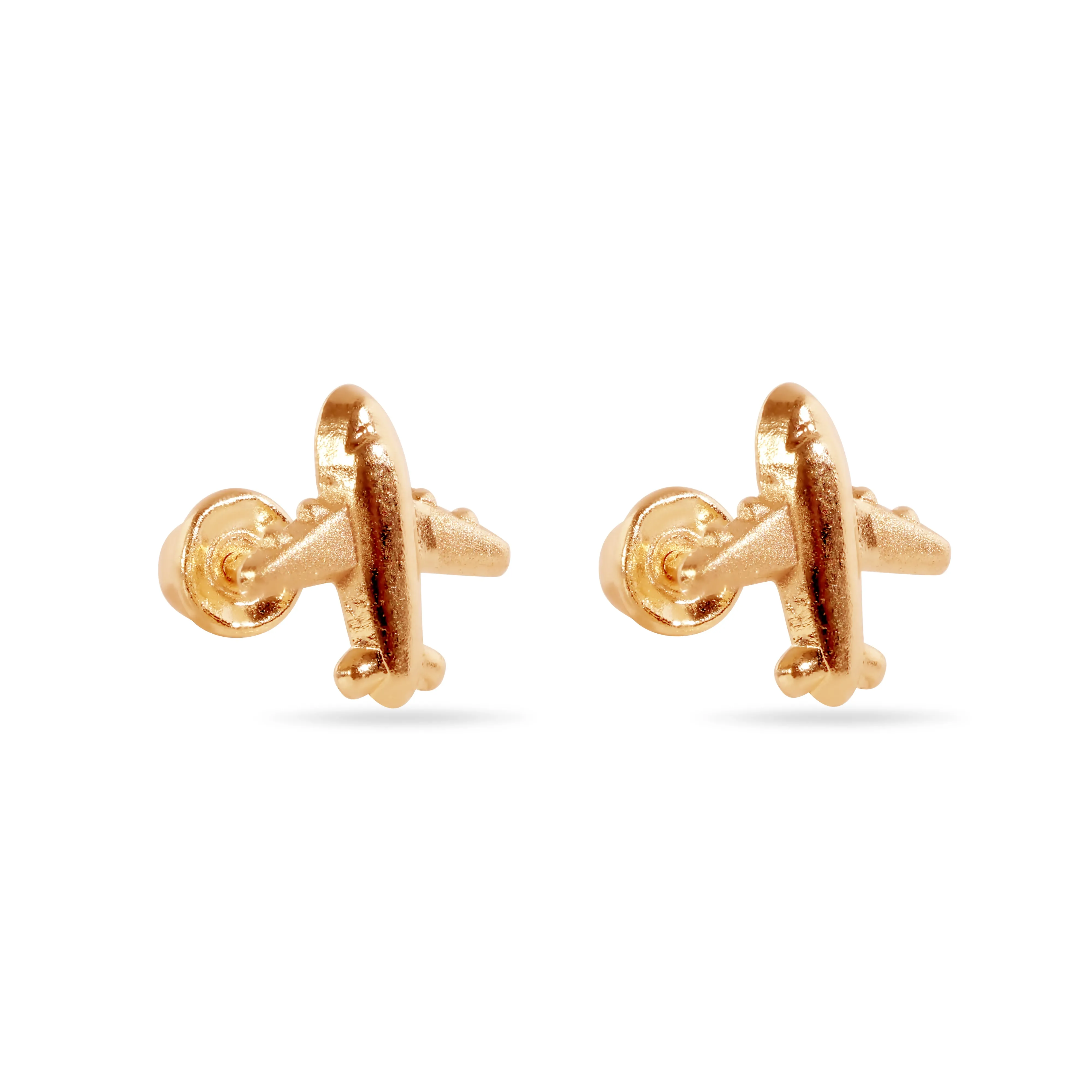 14E00442. - 14 Karat Airplane Screw Back Earrings