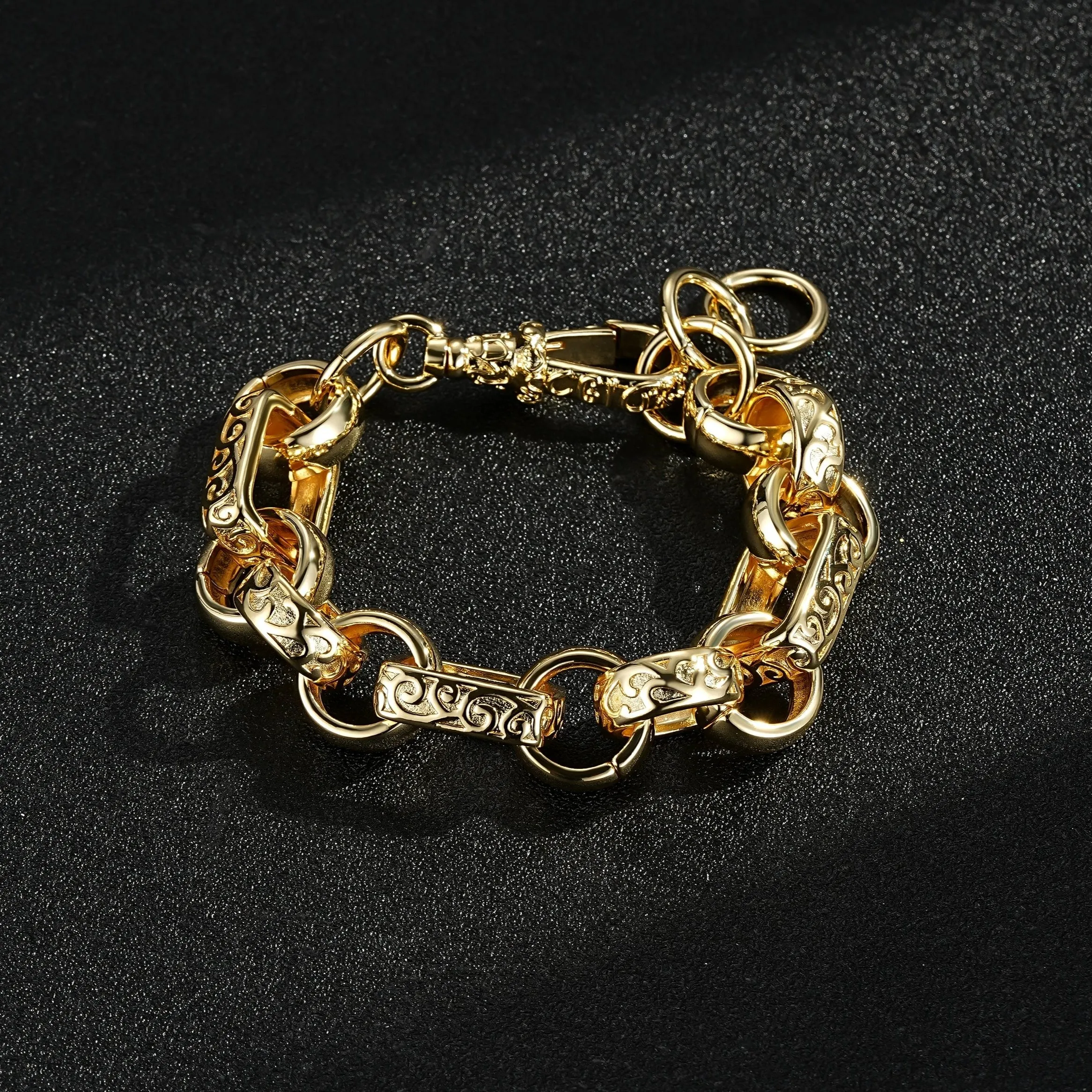 18mm Gold Filled Gypsy Belcher Bracelet With Albert Clasp 8/8.5 Inch