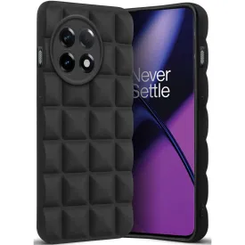 3D Grid Matte Silicone Phone Case Cover for - Oneplus 11 5G - Black