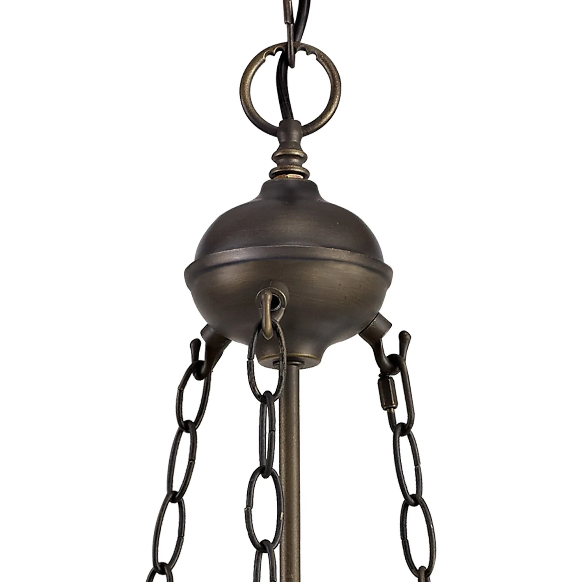 Aero 2 Light Uplighter Pendant E27 With 30cm Tiffany Shade, Beige/Clear Crystal/Aged Antique Brass