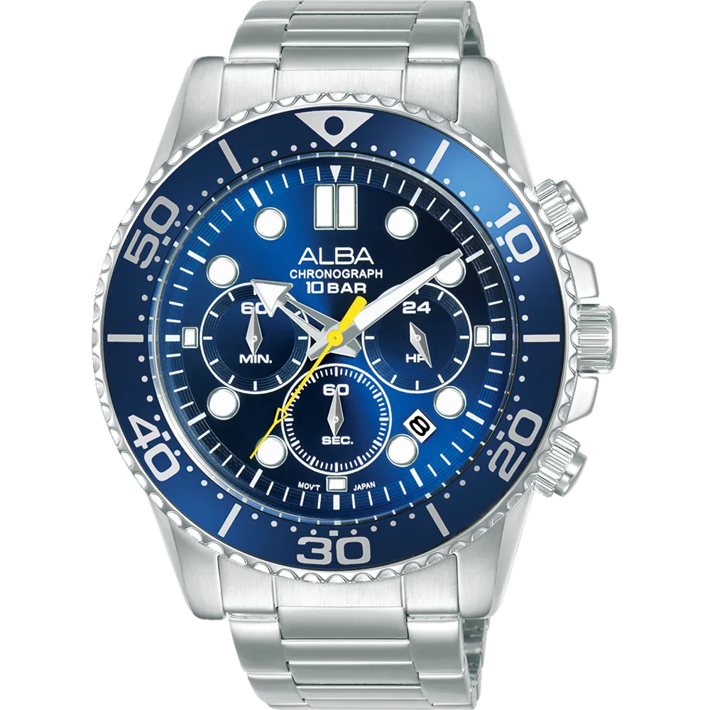 Alba Active Chronograph Stainless Steel Blue Dial Watch AT3J43X