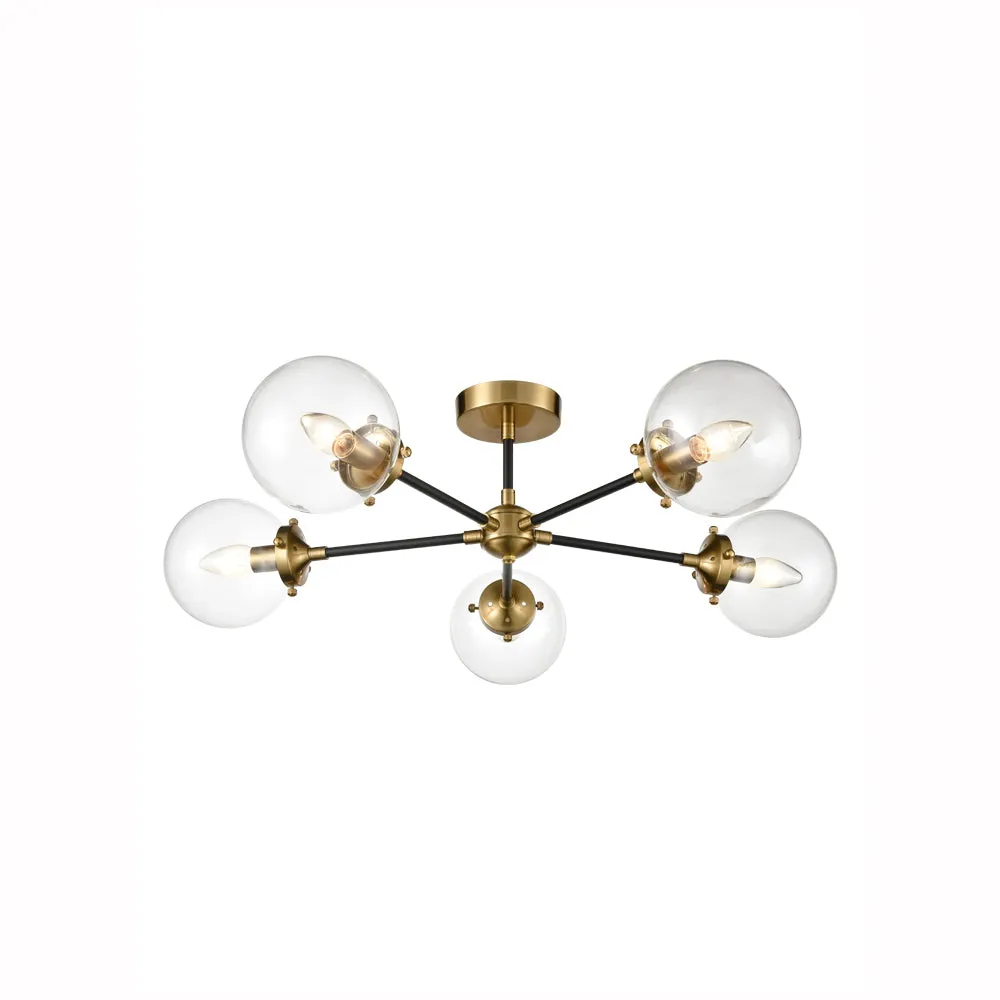 Attract 3/5Lt Ceiling Flush Light - Black & Gold Finish