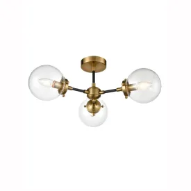 Attract 3/5Lt Ceiling Flush Light - Black & Gold Finish