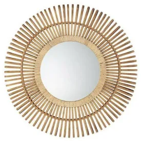 Bamboo Mirror with Dark Wheel Design