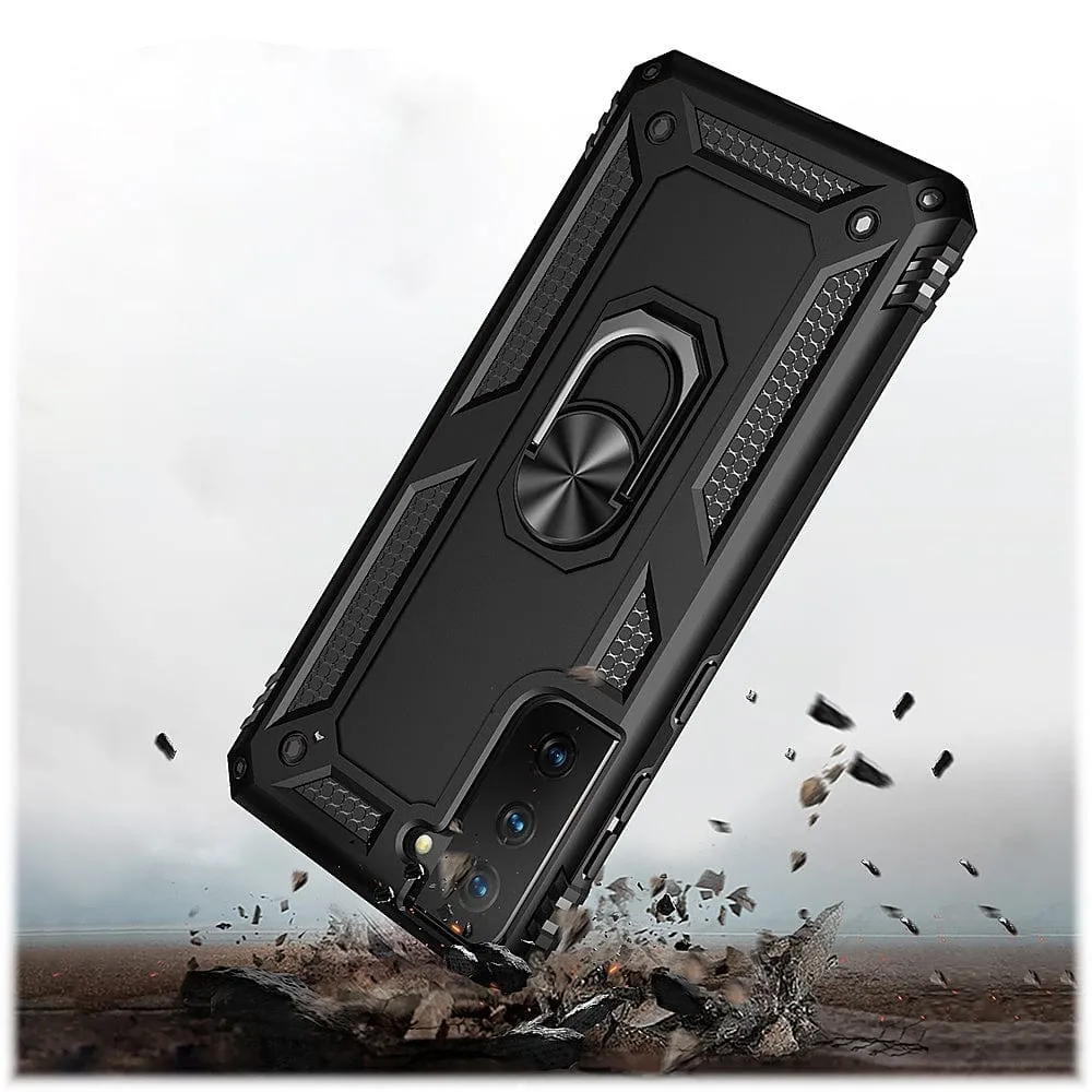 Black Military Kickstand Series Case - Samsung Galaxy S21 FE 5G