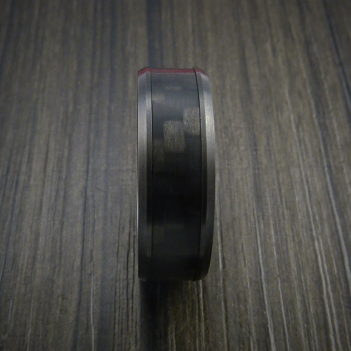 Black Titanium Men's Ring with Carbon Fiber Inlay Custom Made Wedding Band