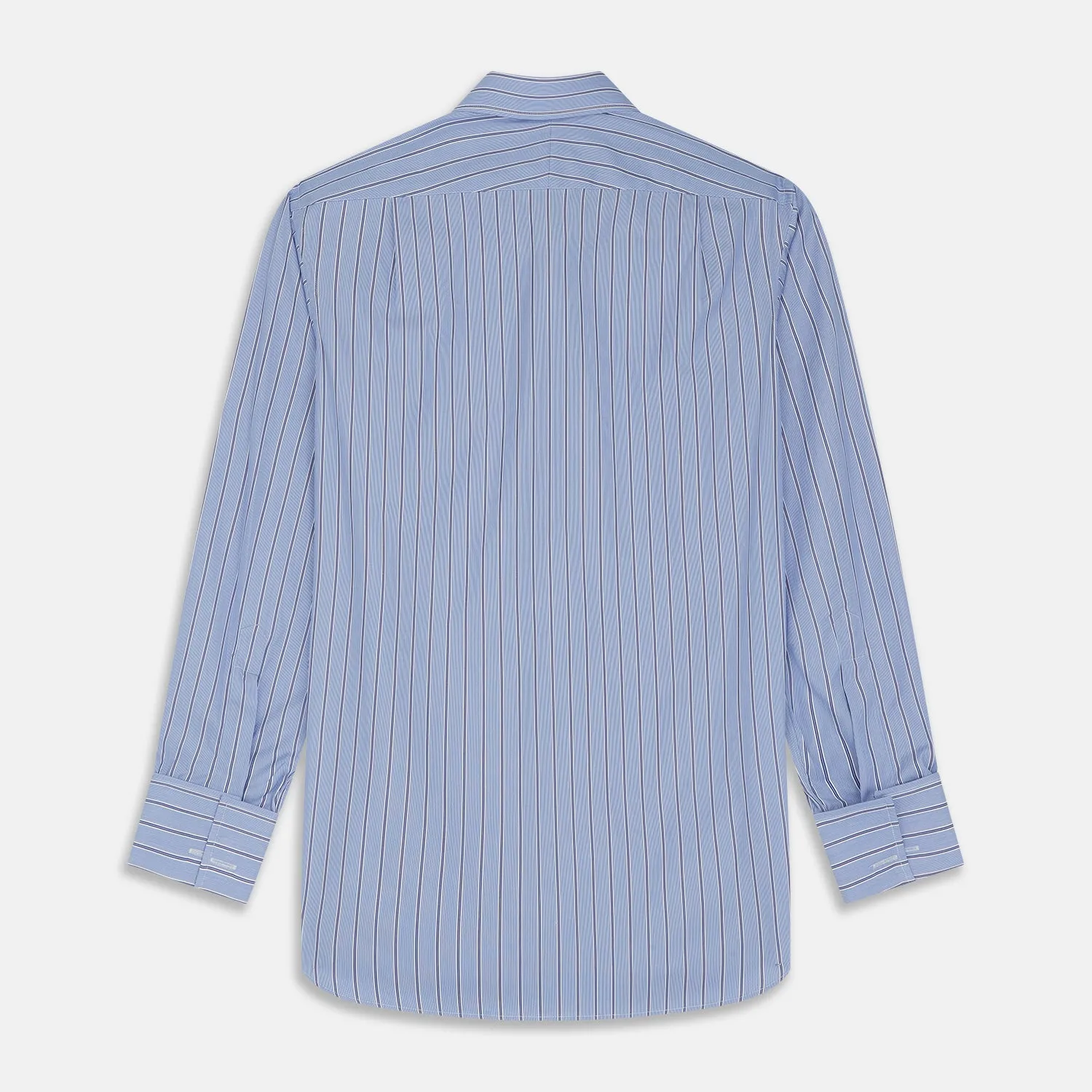 Blue Stripe Regular Fit Shirt With T&A Collar and Square Double Cuffs