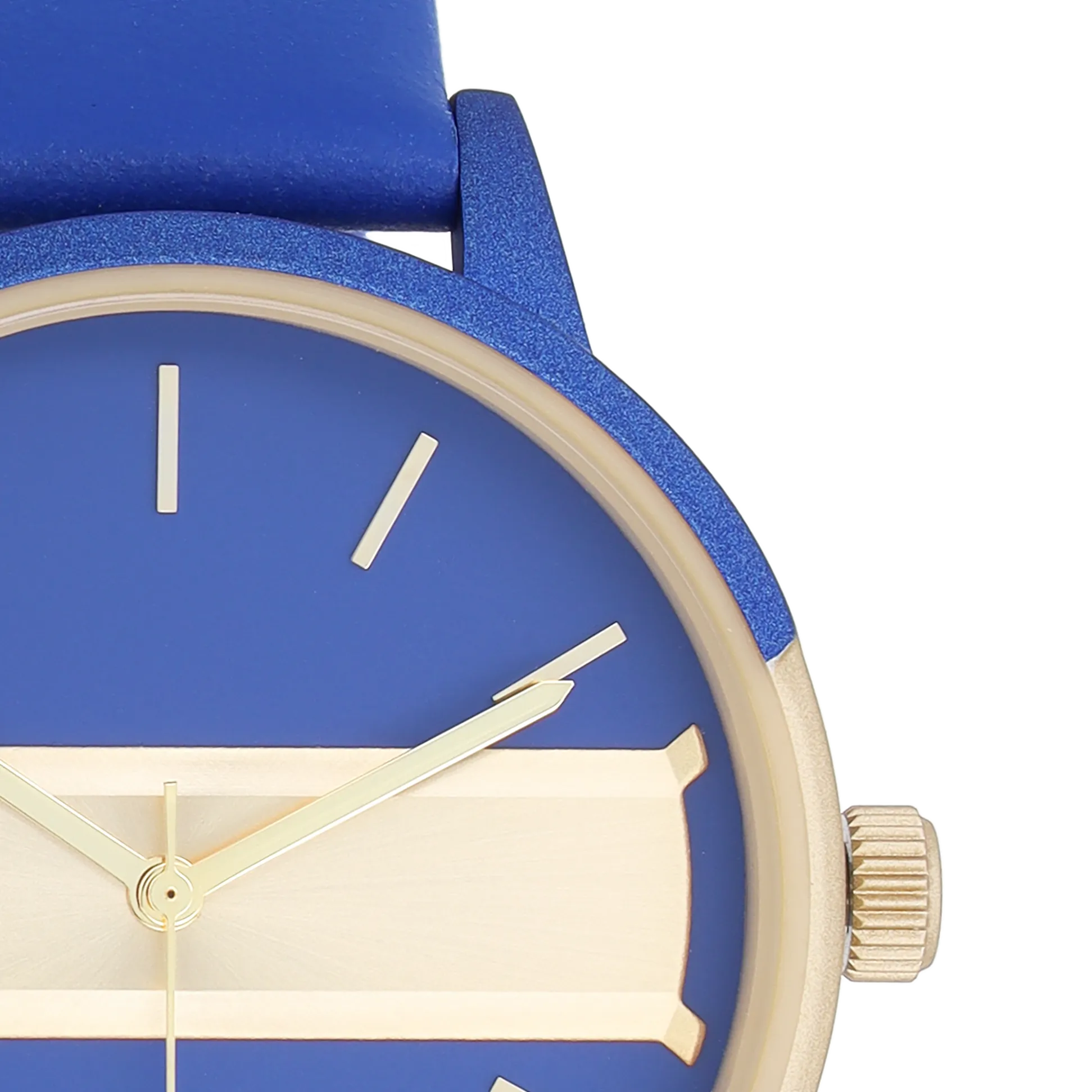 Blue/gold coloured OOZOO watch with blue leather strap - C11154