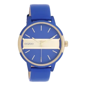 Blue/gold coloured OOZOO watch with blue leather strap - C11154