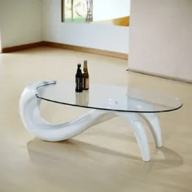 Ciaran Coffee Table with Glass Top in White