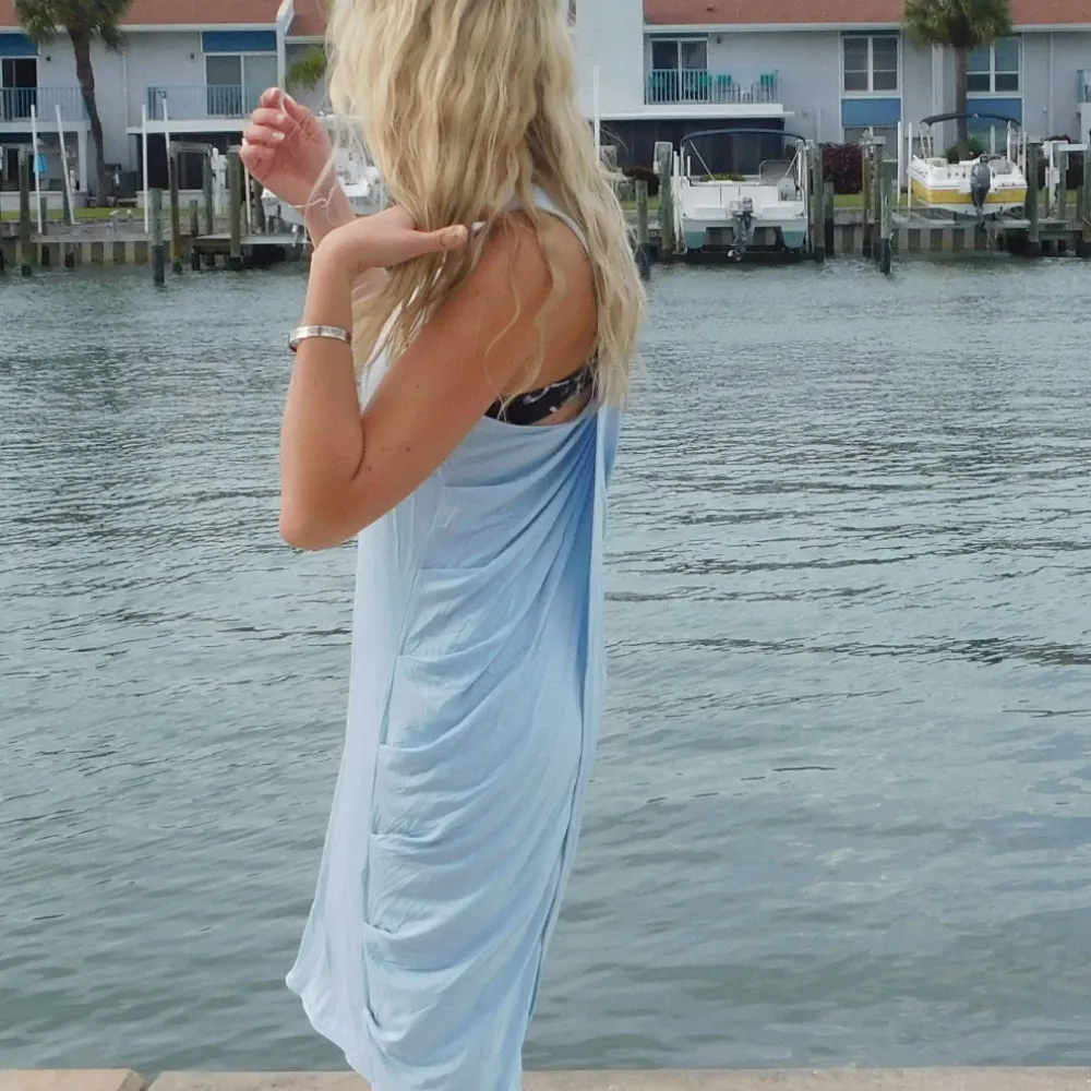 Eco Friendly UV Protectant Swimsuit Cover-Sundress Light Blue