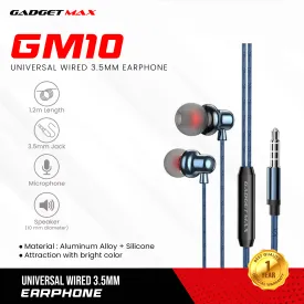 GADGET MAX GM10 UNIVERSAL WIRED  3.5MM EARPHONE WITH MIC (1.2M) Wired Earphone - BLUE