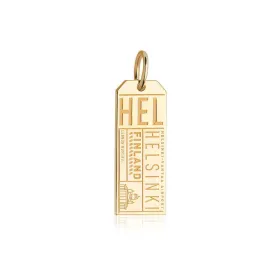 Helsinki Finland HEL Luggage Tag Charm Gold