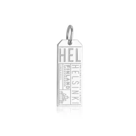 Helsinki Finland HEL Luggage Tag Charm Silver