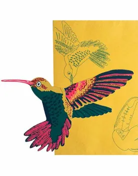 Hummingbird Hand Printed Greeting Card