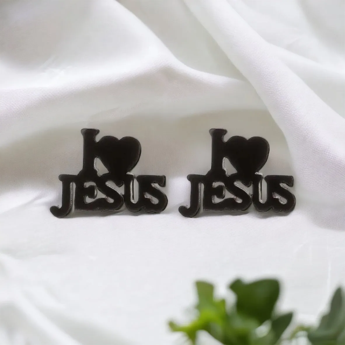 I Love Jesus Stud Earrings - Handmade Jewelry, Christian Earrings, Handmade Earrings, Faith Jewelry, Christianity, Faith Earrings, Spiritual