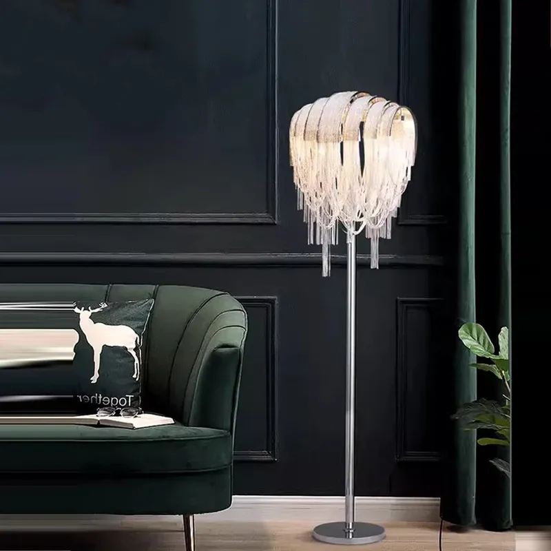 IIS Modern Luxury Silver Tassel Chain Floor/Table Lamps