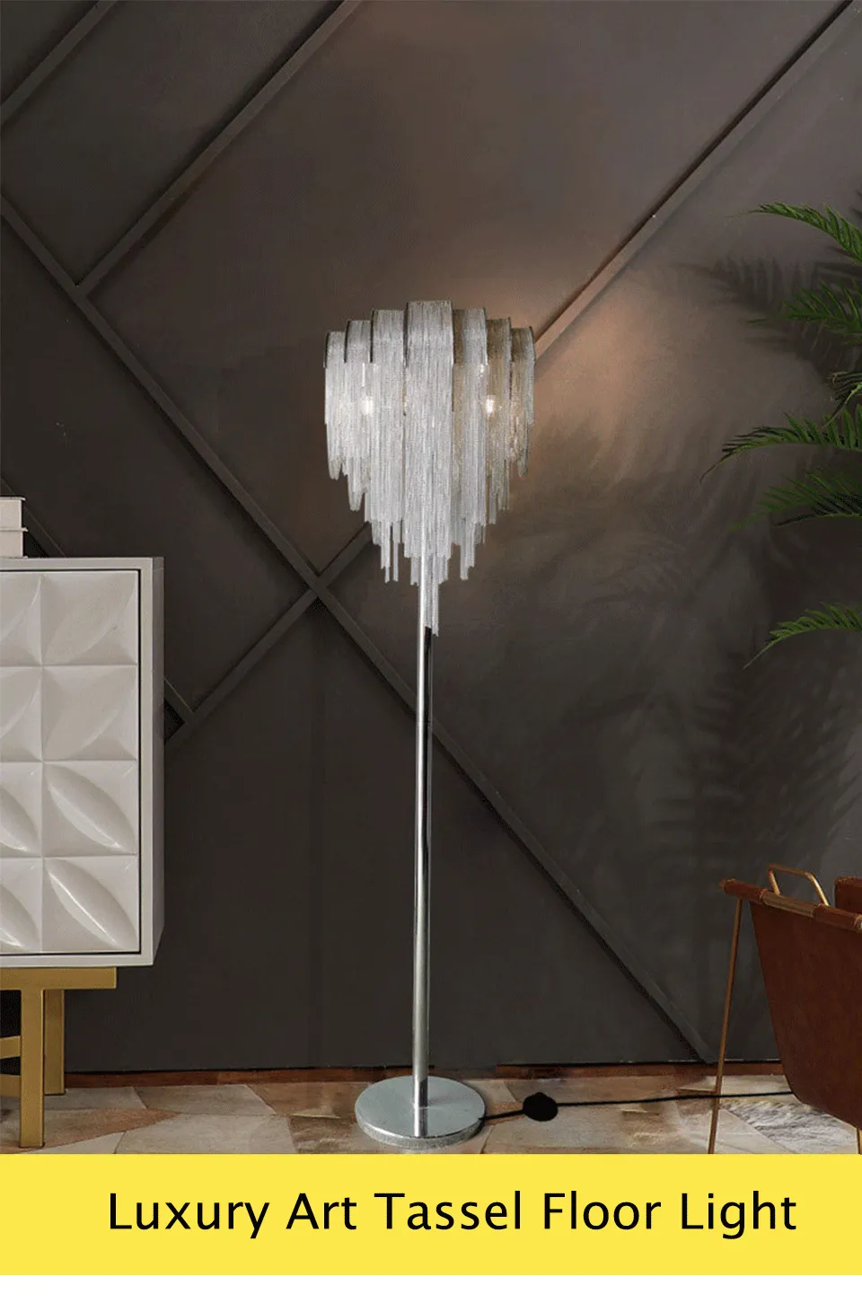 IIS Modern Luxury Silver Tassel Chain Floor/Table Lamps