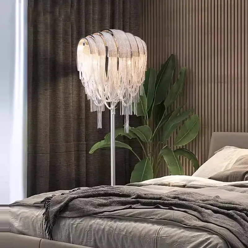 IIS Modern Luxury Silver Tassel Chain Floor/Table Lamps