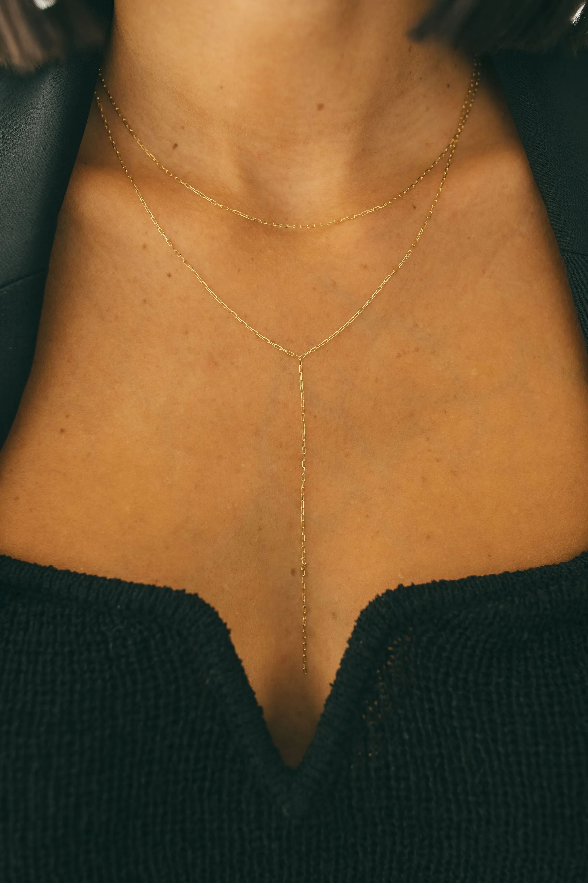 JJ x Chantel Carreira Mini Paperclip Lariat Necklace