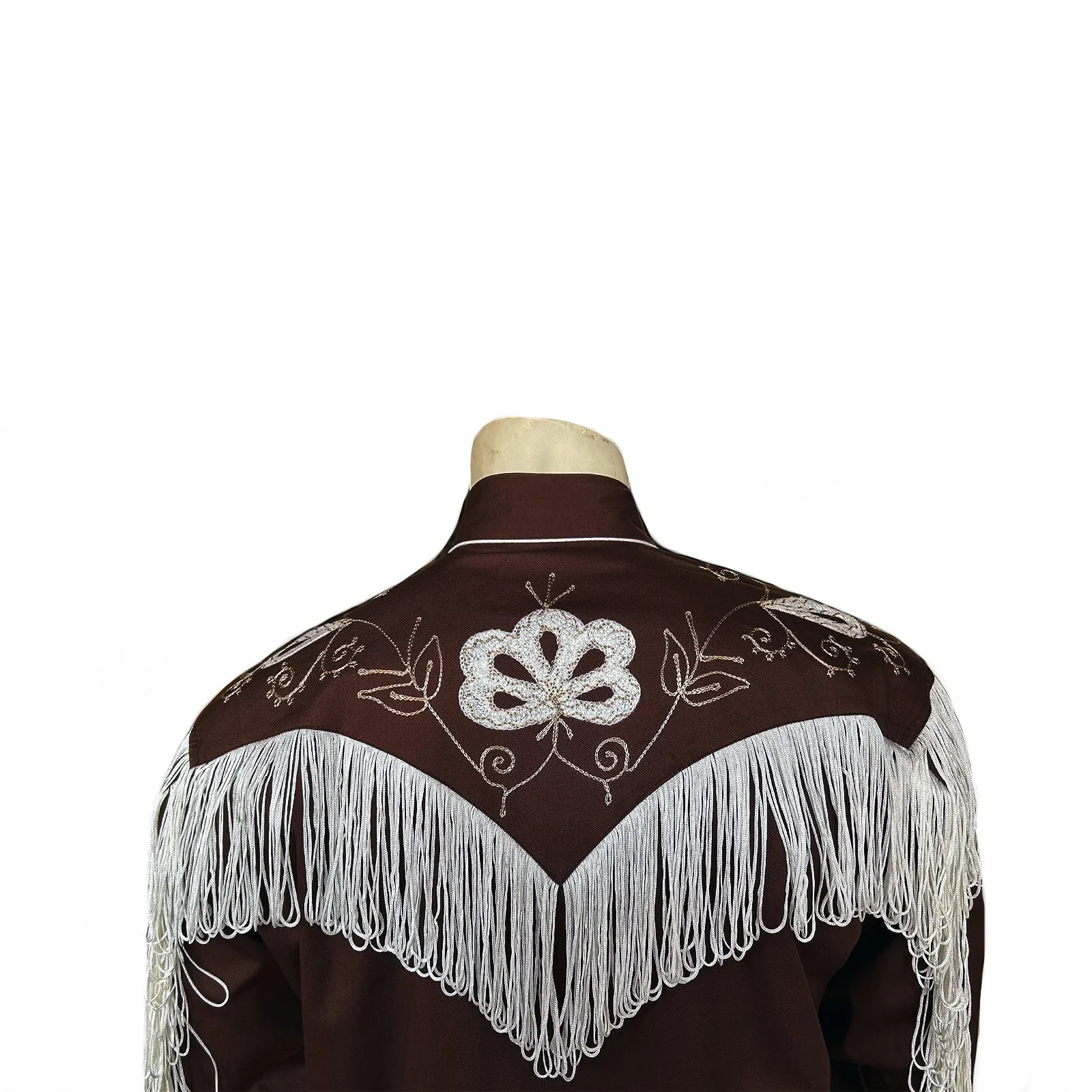 Men's Vintage Fringe Brown Embroidered Western Shirt