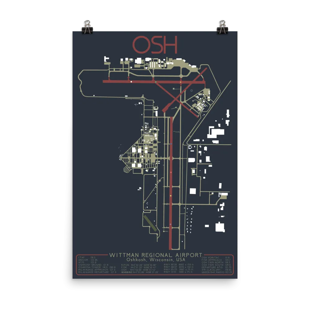 OSH Wittman Regional Airport Layout Art