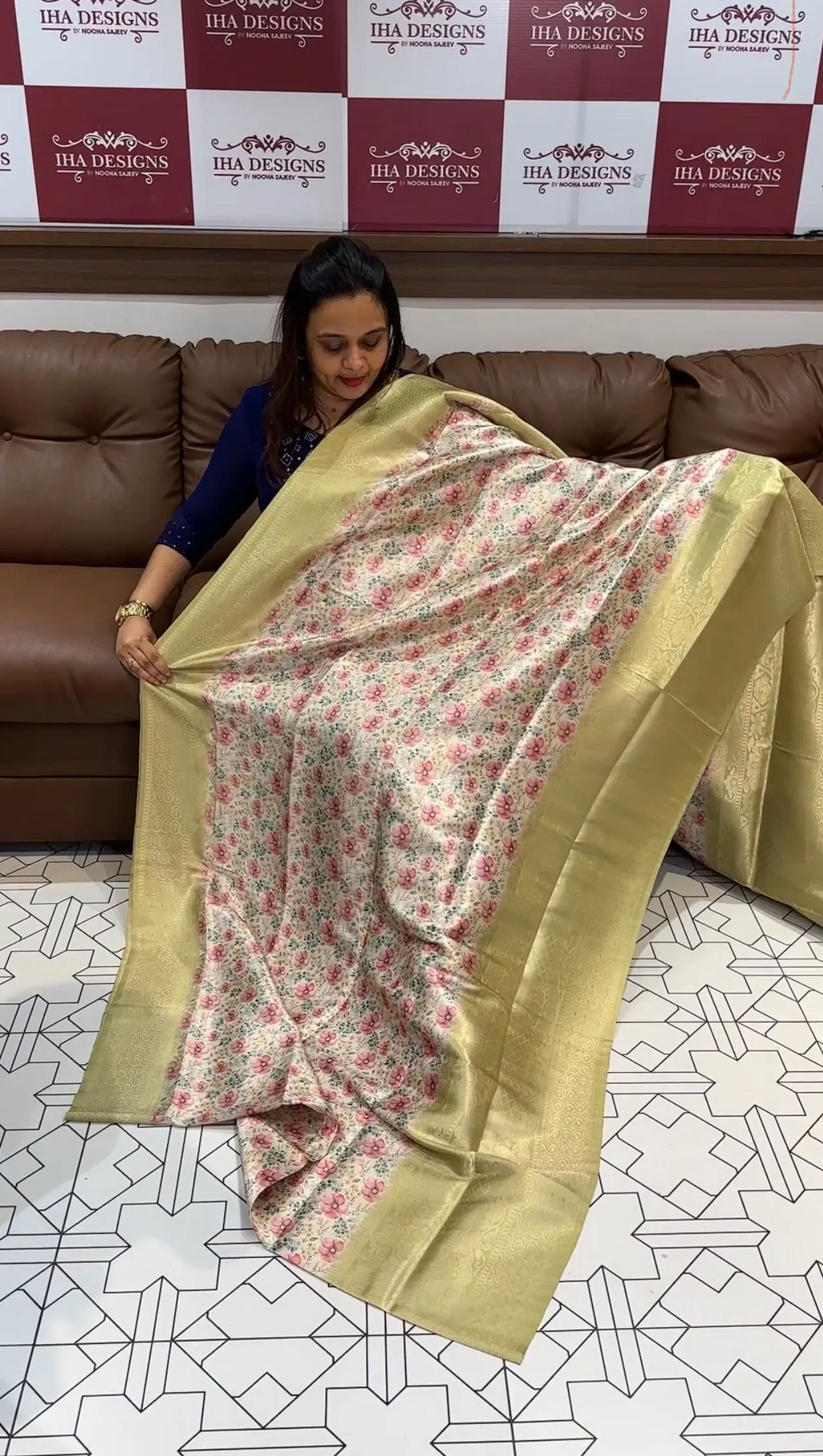 PRINTED BANARASI SAREE - IHA 14685