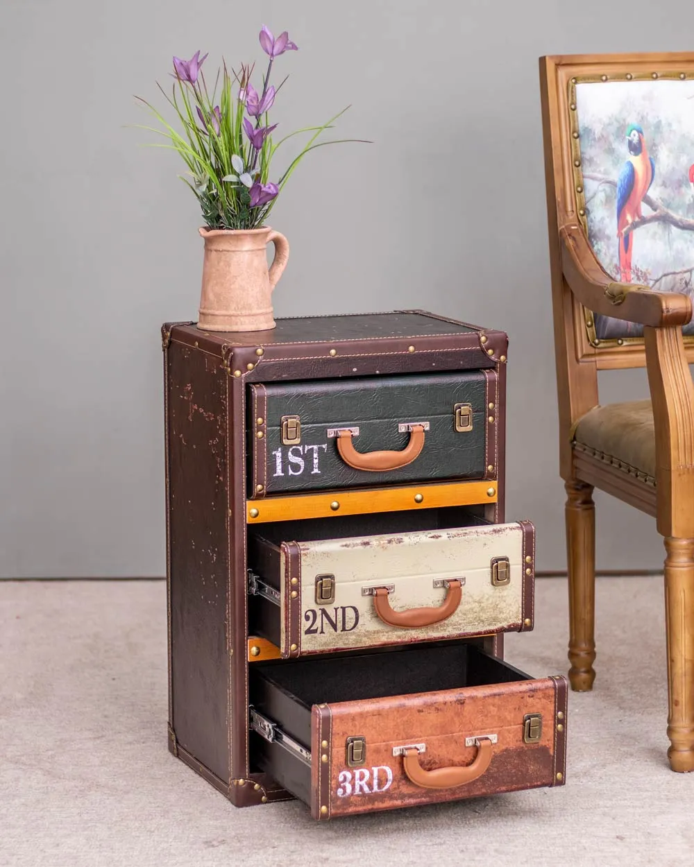 'Retro Nostalgia' 3-Drawer Side Table