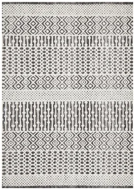 Rustic Casual Tribal Design Emma Rug - Ivory/Black