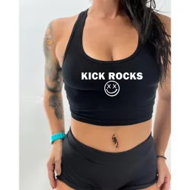 Salty Savage Ladies "Kick Rocks" Cropped Racerback Tank